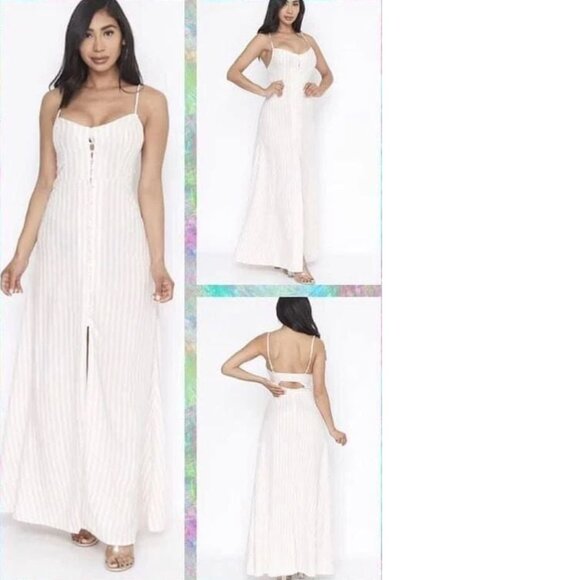 Bleuh Ciel Strappy A-line Striped Maxi Dress, NWOT, M - Picture 2 of 16